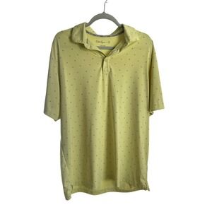 Walter Hagen Mens Golf Polo Shirt Large Yellow Geometric Print Performance L
